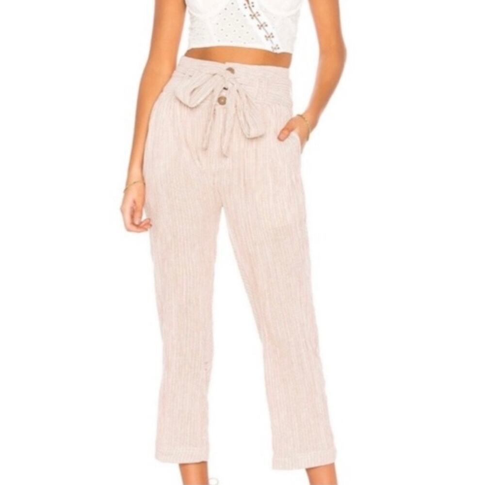 Free People Rumors Yarn Dye Boho Harem Pant Women's 10 Beige Brown